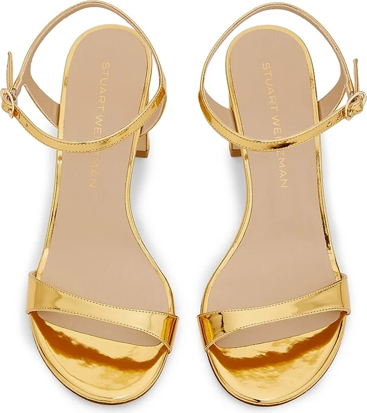 Women's Babette 85MM Metallic Leather Sandals - Gold - Size 10 - Image 4
