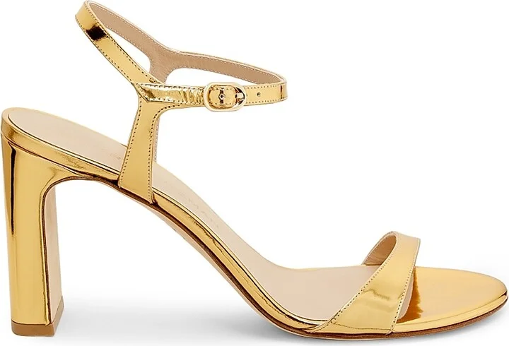 Women's Babette 85MM Metallic Leather Sandals - Gold - Size 10