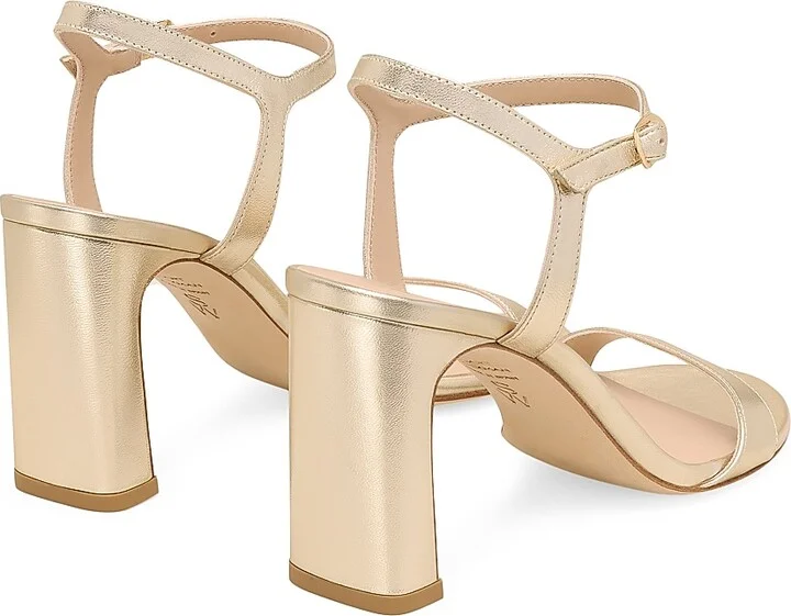 Women's Babette 85MM Metallic Leather Sandals - Light Gold - Size 11 - Image 3