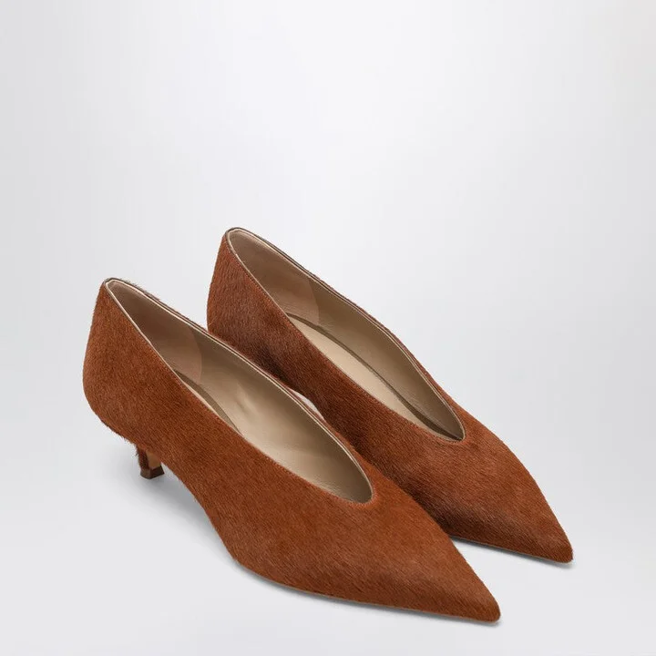 Women's Babouche Kitten Cowhide-Effect Pumps