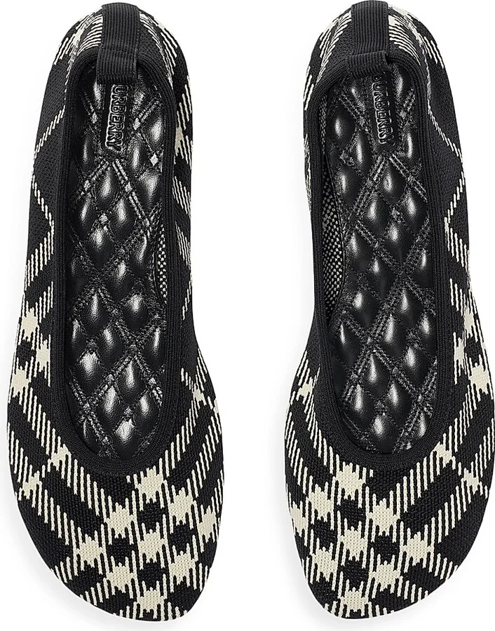 Women's Baby Check Flats - Black Calico Ip Check - Size 5 - Image 4