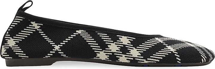 Women's Baby Check Flats - Black Calico Ip Check - Size 5