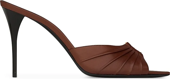 Women's Babylone Mules in Smooth Leather - Aesthetic Brown - Size 5.5