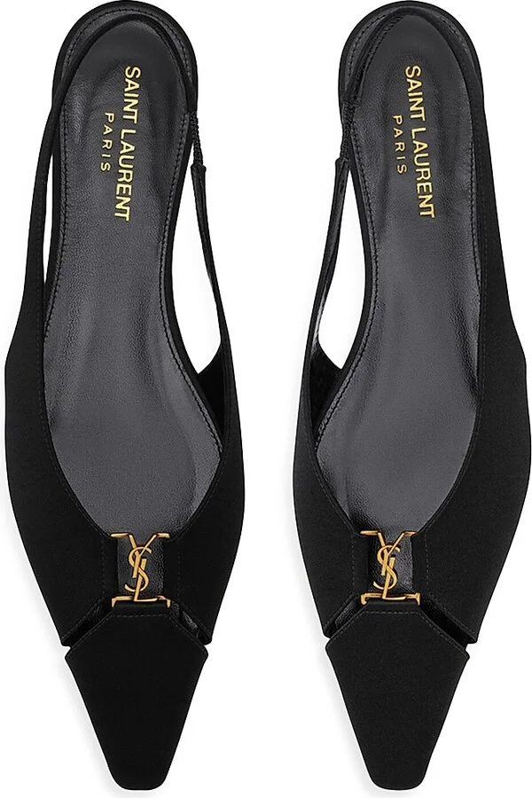 Women's Babylone Slingback Flats in Satin Crepe - Black - Size 5 - Image 3