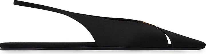 Women's Babylone Slingback Flats in Satin Crepe - Black - Size 5