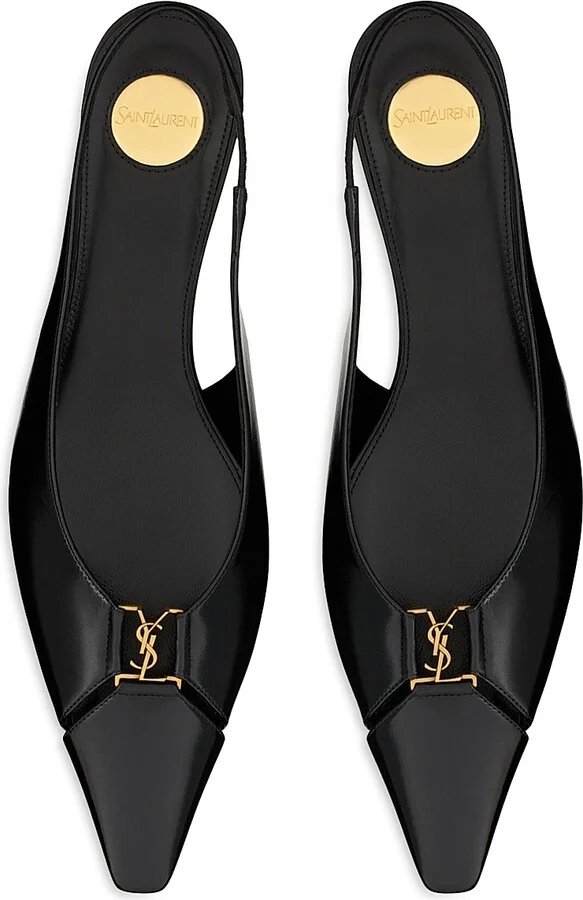 Women's Babylone Slingback Flats in Smooth Leather - Black - Size 5.5 - Image 3