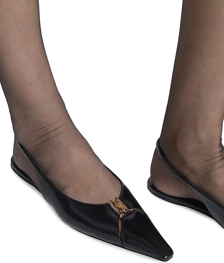 Women's Babylone Slingback Flats in Smooth Leather - Black - Size 5.5 - Image 5