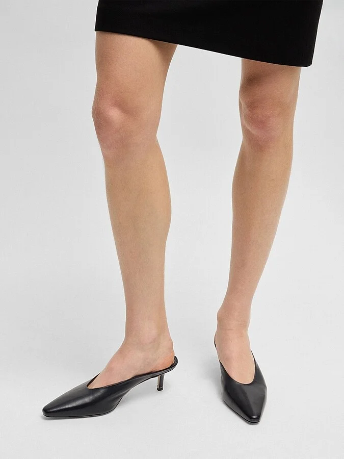 Women's Backless Mules in Nappa Leather - Black - Size 6 - Image 5