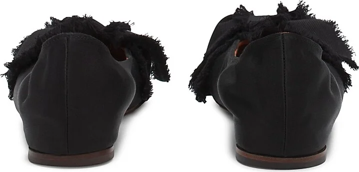 Women's Ballerina Flats with Satin Bow - Black - Size 4 - Image 4