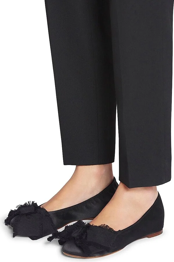 Women's Ballerina Flats with Satin Bow - Black - Size 4 - Image 6