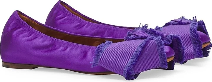 Women's Ballerina Flats with Satin Bow - Black - Size 4 - Image 7