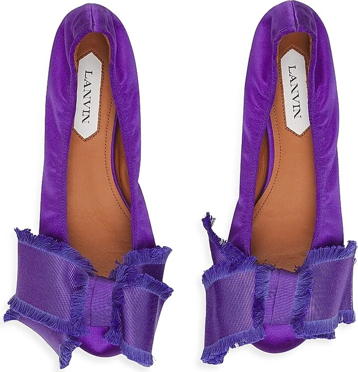 Women's Ballerina Flats with Satin Bow - Black - Size 4 - Image 8