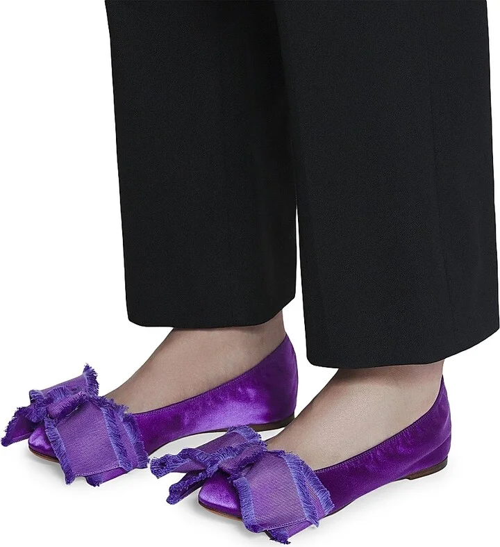 Women's Ballerina Flats with Satin Bow - Black - Size 4 - Image 11