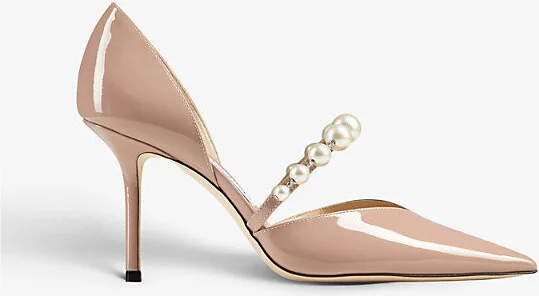Womens Ballet Pink/White Aurelie 85 Pearl-Embellished Patent-Leather Courts Eur 35 / 2 Uk Women