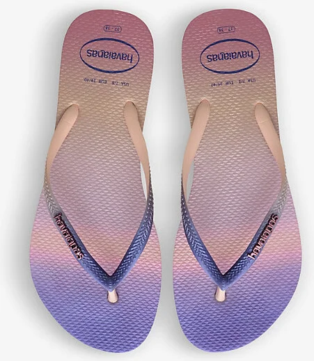 Womens Ballet Rose Slim Gradient-Print Rubber Flip-Flops 8 - Image 2