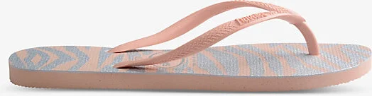 Womens Ballet Rose Slim Zebra-Print Rubber Flip-Flops 5