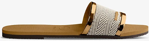Womens Ballet Rose Top Logo-Embossed Rubber Flip-Flops 5