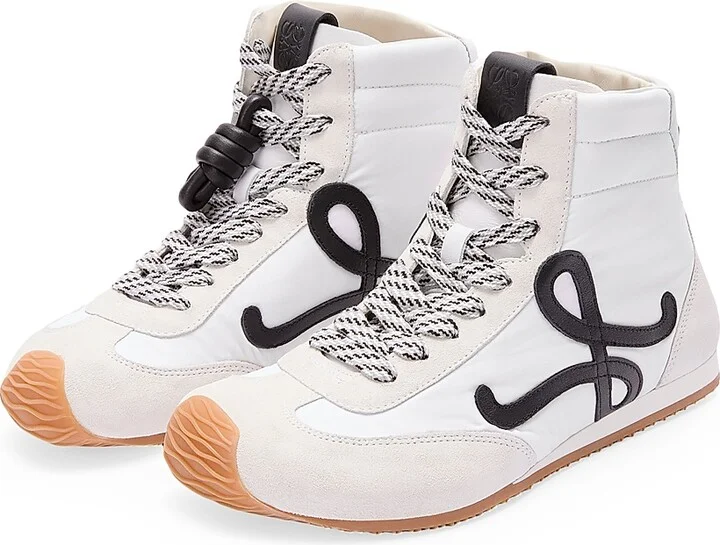 Women's Ballet Runner 2.0 Suede & Mesh High-Top Sneakers - White Black - Size 5 - Image 2