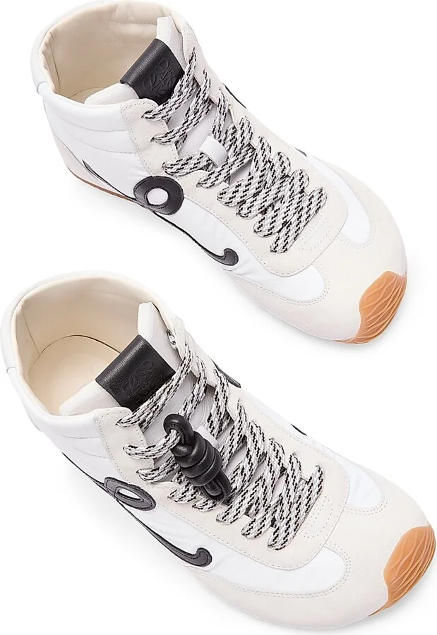 Women's Ballet Runner 2.0 Suede & Mesh High-Top Sneakers - White Black - Size 5 - Image 3