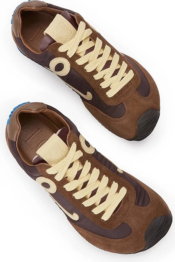 Women's Ballet Runner 2.0 Suede & Mesh Low-Top Sneakers - Brown Yellow Blue - Size 7 - Image 4