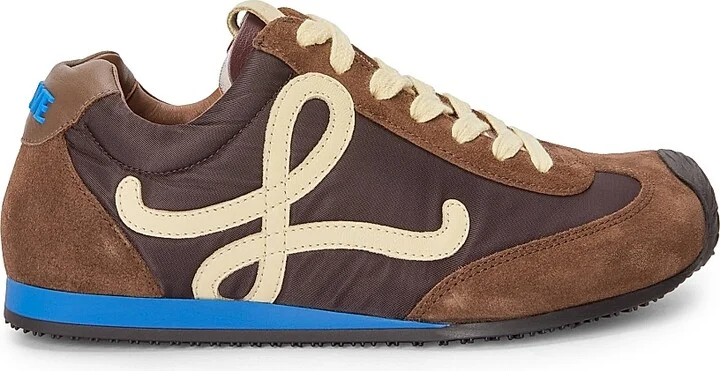 Women's Ballet Runner 2.0 Suede & Mesh Low-Top Sneakers - Brown Yellow Blue - Size 7