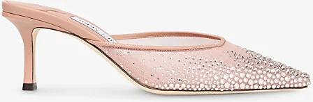 Womens Balletpink/Balletpnk Vivi 65 Crystal-Embellished Mesh Heeled Mules Eur 42/ 9 Uk Women