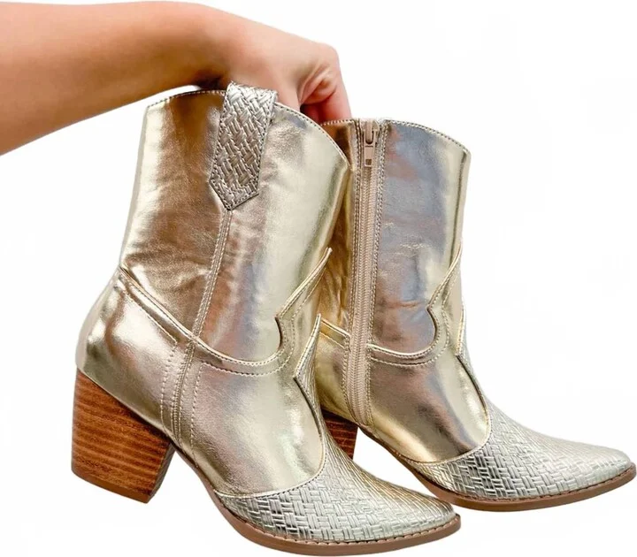 Women's Bambi Cowboy Short Boot In Gold