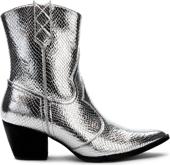 Women's Bambi Western Boots In Silver Snake