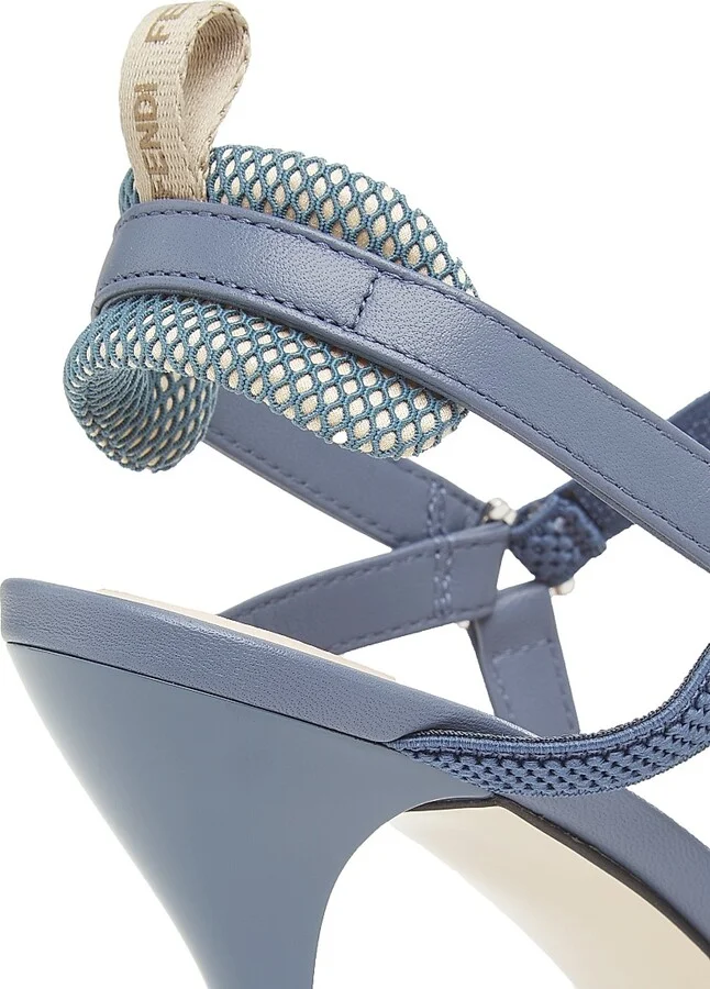 Women's Bandana Embroidered 85MM Sandals - Blue - Size 6 - Image 5