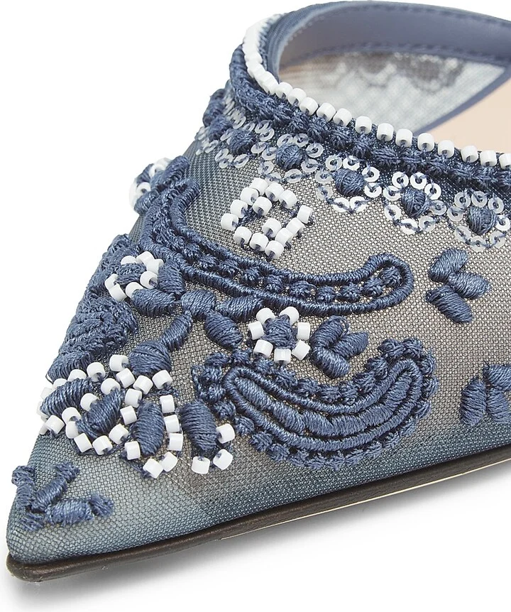 Women's Bandana Embroidered 85MM Sandals - Blue - Size 6 - Image 6