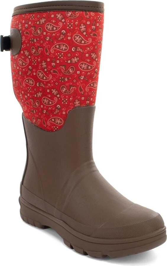 Womens Bandana Neoprene Faux Fur Wide Calf Tall Cold Weather Boot - Image 2