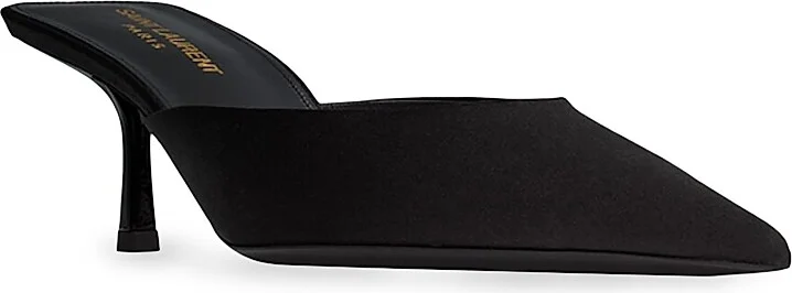 Women's Barbara Mules in Satin Crepe - Black - Size 6 - Image 2