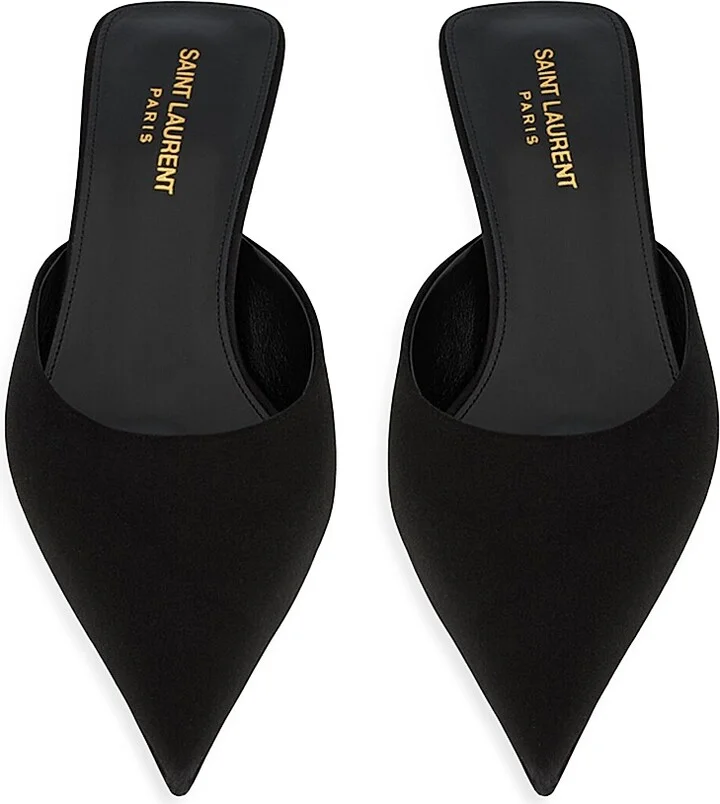 Women's Barbara Mules in Satin Crepe - Black - Size 6 - Image 3