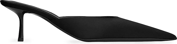 Women's Barbara Mules in Satin Crepe - Black - Size 6
