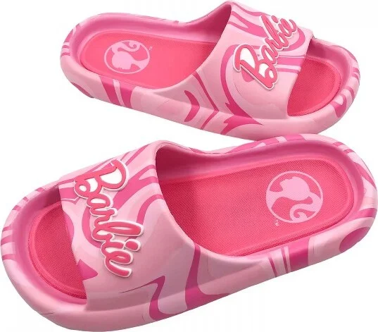 Womens Barbie Bright Pink Logo Flip Flop Slide Sandals - Size - Image 2