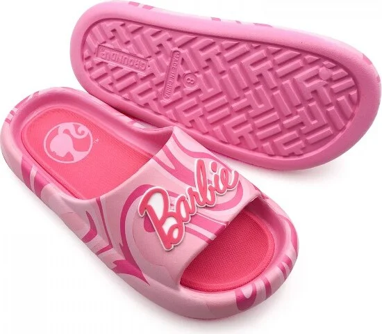 Womens Barbie Bright Pink Logo Flip Flop Slide Sandals - Size