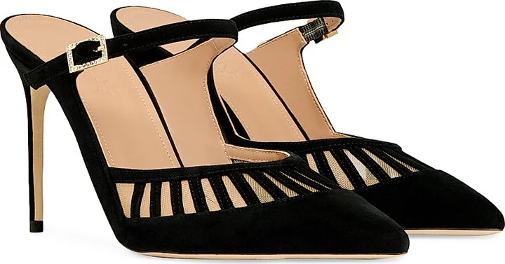 Women's Bardot 90MM Suede Mules - Black - Size 6 - Image 3