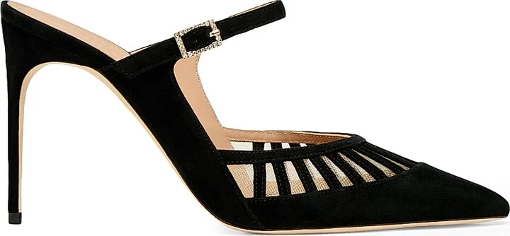 Women's Bardot 90MM Suede Mules - Black - Size 6