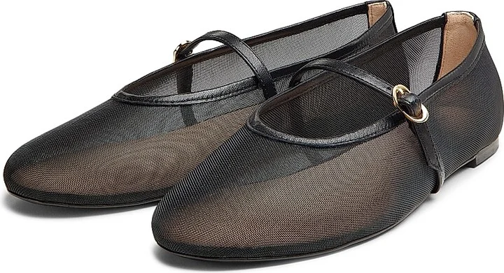 Women's Bare It All Mesh & Leather Flats - Black - Size 6 - Image 2