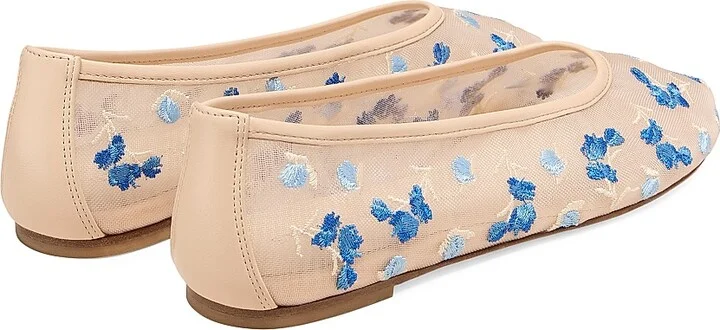 Women's Bareitall Floral Embroidered Mesh Ballet Flats - Cielo Multi Beige - Size 5 - Image 3