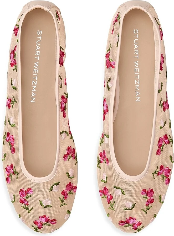 Women's Bareitall Floral Embroidered Mesh Ballet Flats - Cielo Multi Beige - Size 5 - Image 7