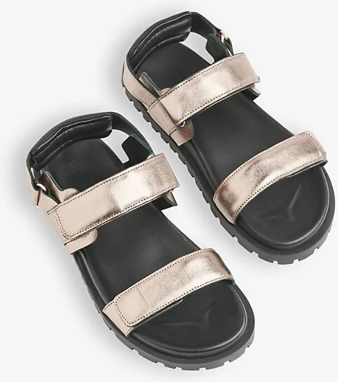 Womens Barely Black Ria Double-Strap Leather Sandals Eur 37 / 4 Uk Women - Image 2