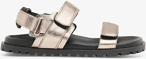 Womens Barely Black Ria Double-Strap Leather Sandals Eur 37 / 4 Uk Women