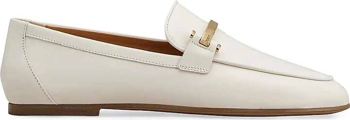 Women's Barretta Leather Loafers - Bianco Calce - Size 5