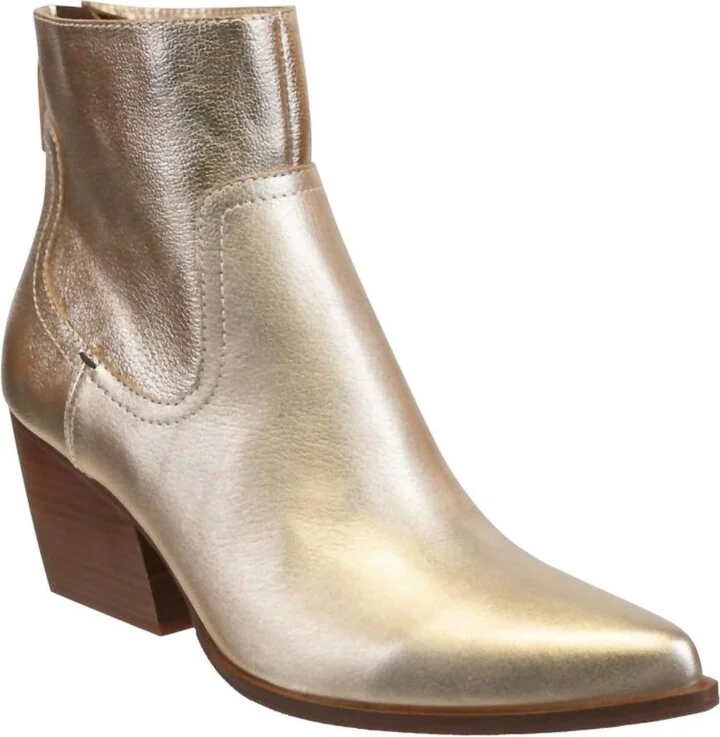 Women's Baton Ankle Boot In Soft Gold