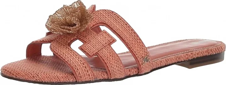 Women's Bay Slide Open-Toe Slip-On Leather Fashion Flat Sandals In Stucco Pink
