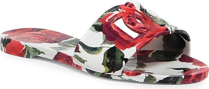 Women's Beachwear Floral Slide Sandals - Red Multi - Size 6 - Image 2