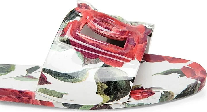 Women's Beachwear Floral Slide Sandals - Red Multi - Size 6 - Image 5