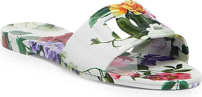 Women's Beachwear Floral Slide Sandals - Red Multi - Size 6 - Image 6