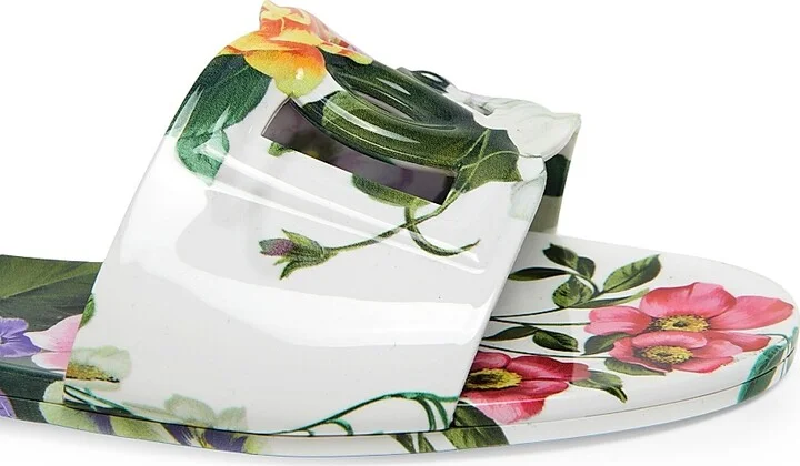 Women's Beachwear Floral Slide Sandals - Red Multi - Size 6 - Image 9